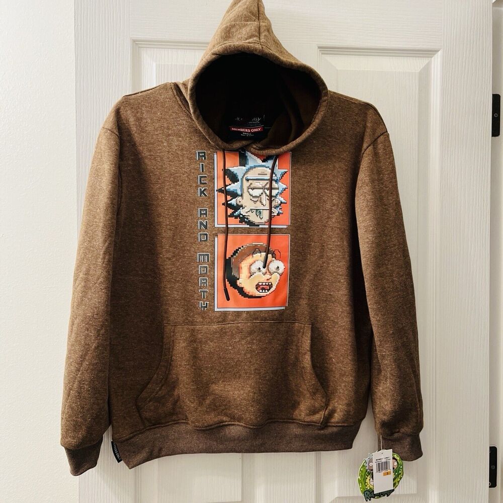 Rick‎ and Morty Members Only Hoodie Men’s S Sweatshirt Adult Swim Front Pocket